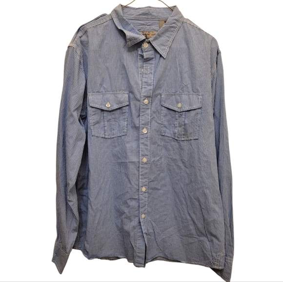 Paper Denim & Cloth Blue White Checkered Casual Button Down Shirt Sz Large Men's - Picture 2 of 10
